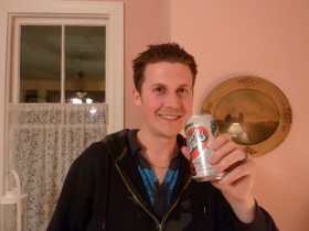 Paul drinking Root Beer