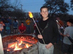 Paul cremating his marshmallow