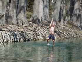 Paul swinging from a tree!