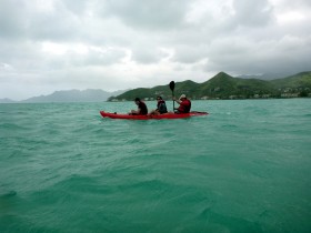 Corey, Kristy and Laurence in Kayak